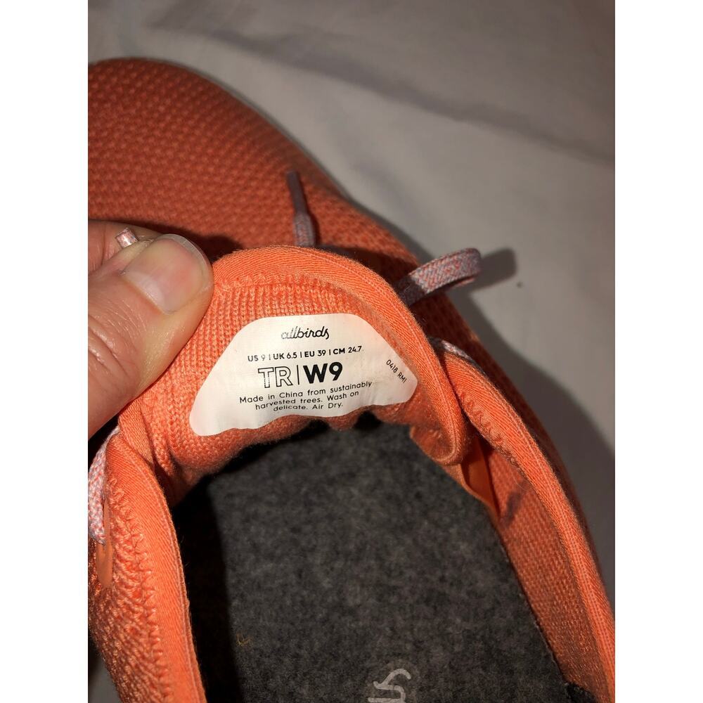 Allbirds Shoes Tree Runner Size 9 Womens Orange Sneaker Lace Up Walking Summer - Picture 3 of 10